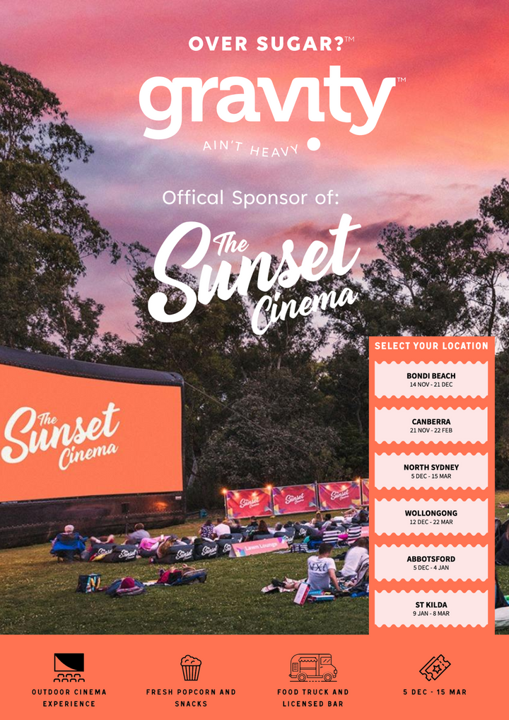 Gravity is the offical sponsor of Sunset Cinema.